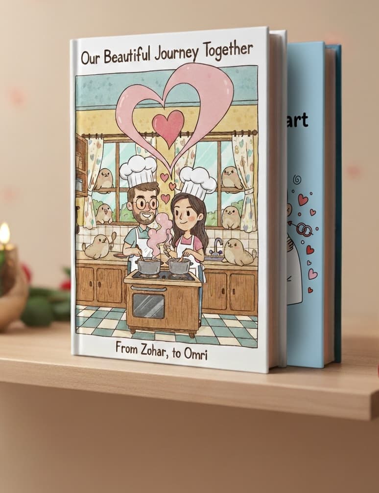 Couple reading personalized love book